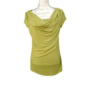 GRACE Women Olive Green Cowl Neck Cap Sleeve Tunic Top Size M